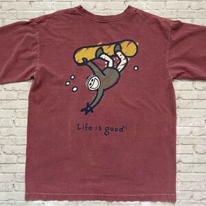 Life Is Good Burgundy Jake Snowboarding Long Sleeve Graphic Tee